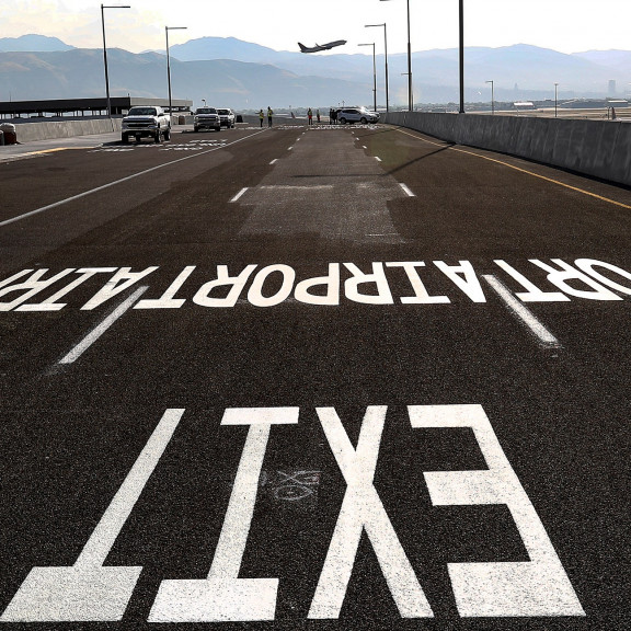 Elevated roadway striping August 2020