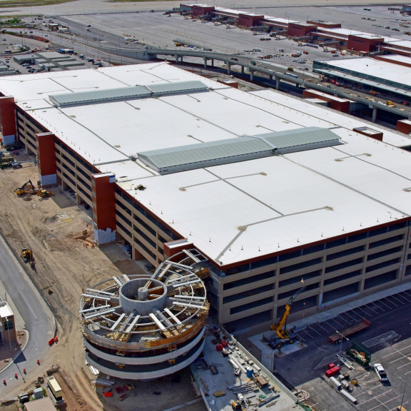 Parking garage aerial June 2020