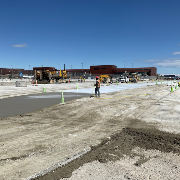 Apron paving over tunnel June 2022