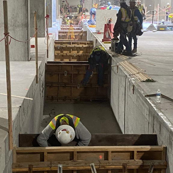 Central tunnel east walkway pit form and pour June 2022