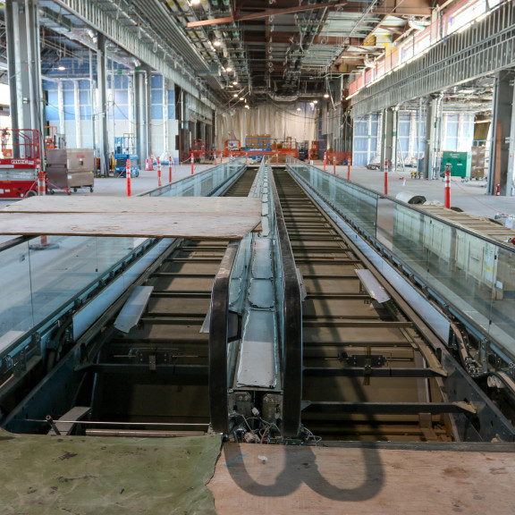 Concourse A east Glass handrails 02 28 22