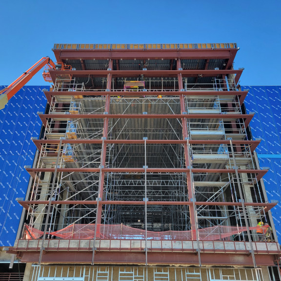 NCE north clear wall mullion install August 2023