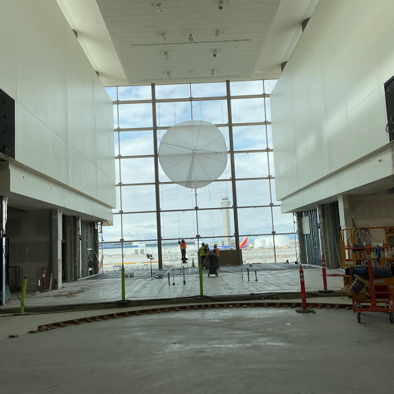 NCE terrazzo rough placement north radiant slab March 2024