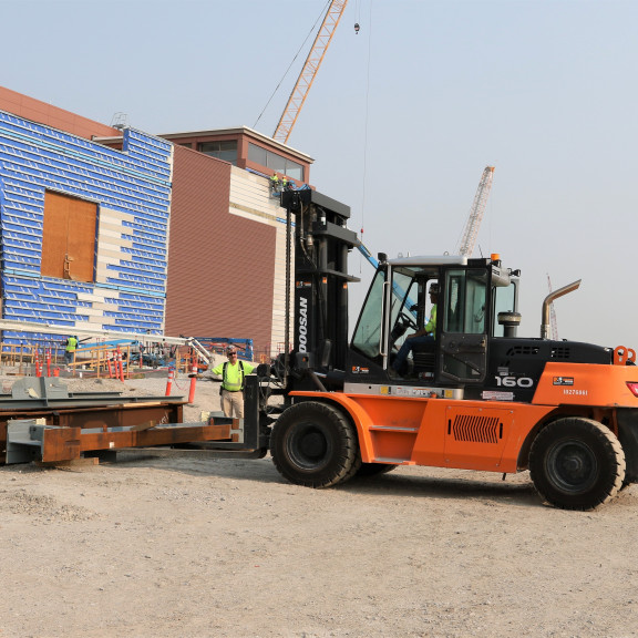 Steel delivery for Concourse A East July 26 2021 2
