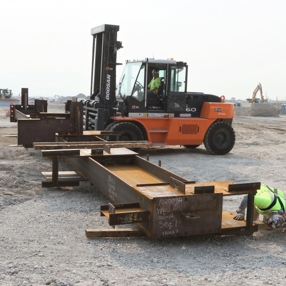 Steel delivery for Concourse A East July 26 2021 4